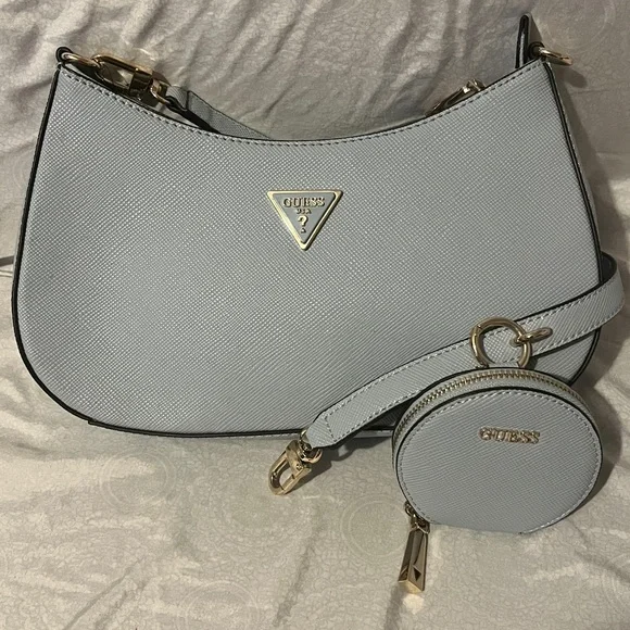 GUESS Light Blue Shoulder Bag with Coin Pouch New Without Tags - Picture 2 of 10